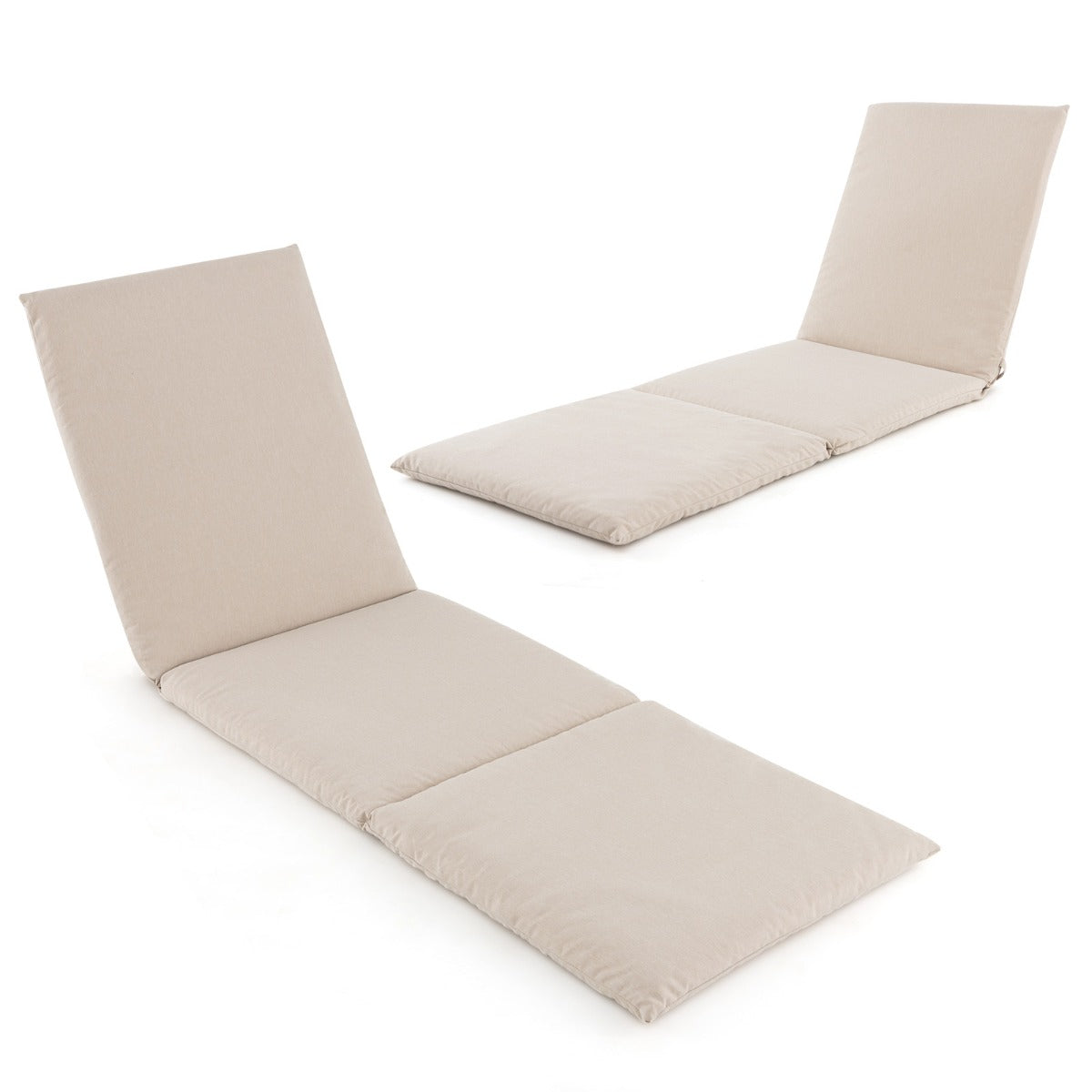 LIVSK Loungestoelkussen - Drievoudig Opvouwbaar - Klittenband - Duurzaam en Ademend - Gemakkelijk Onderhoud - 182 x 59 x 4,5 cm -