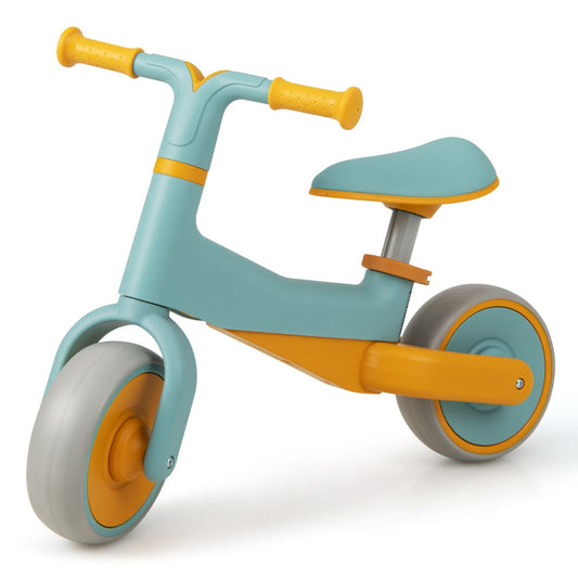 LIVSK Verstelbare Kinderloopfiets - Voor Peuters 18-48 Maanden - PU-Zitting - Duurzame EVA Wielen - Lichtgewicht - Blauw + Oranje