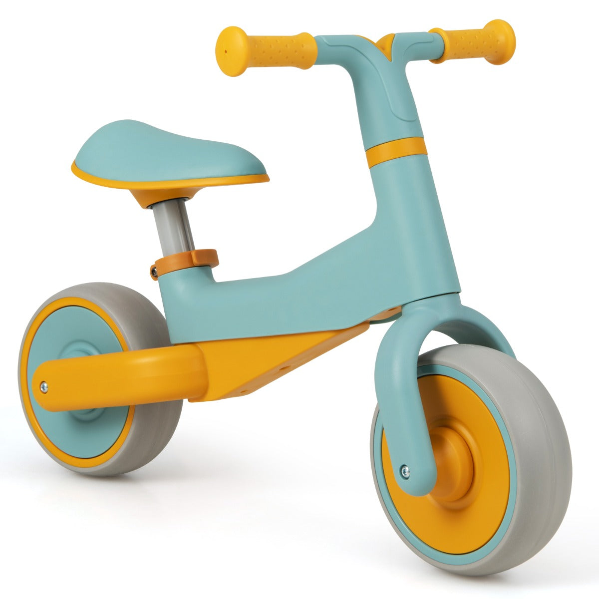 LIVSK Verstelbare Kinderloopfiets - Voor Peuters 18-48 Maanden - PU-Zitting - Duurzame EVA Wielen - Lichtgewicht - Blauw + Oranje