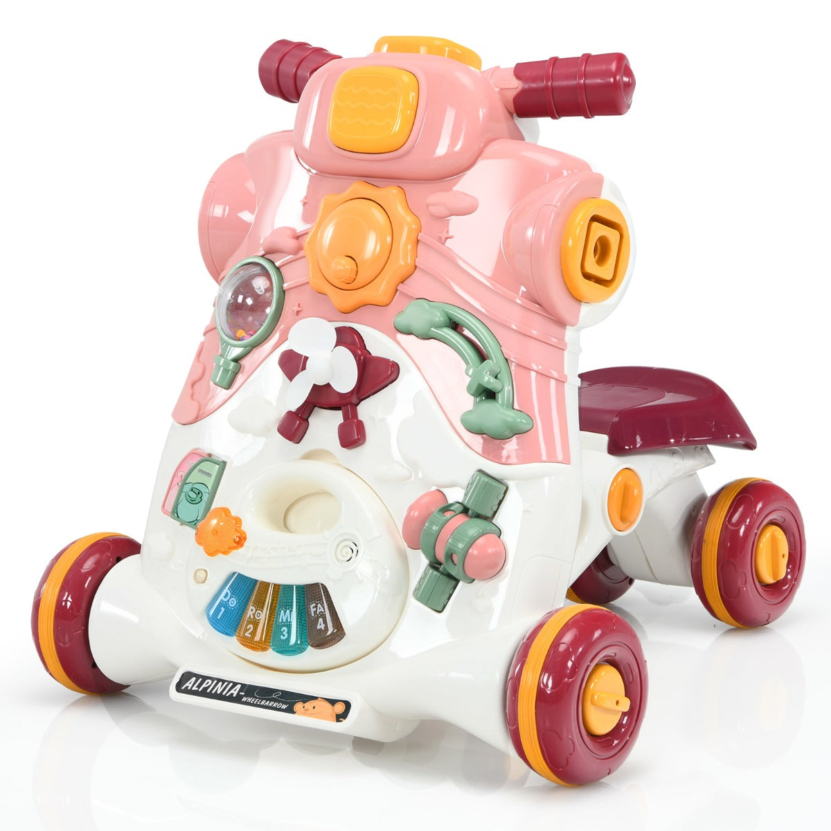 LIVSK 3-in-1 Baby Wandelaar - Veilig ABS/PP - Stabiele Driehoekstructuur - Leerzaam Speelpaneel - Voor 6-36 maanden - Roze