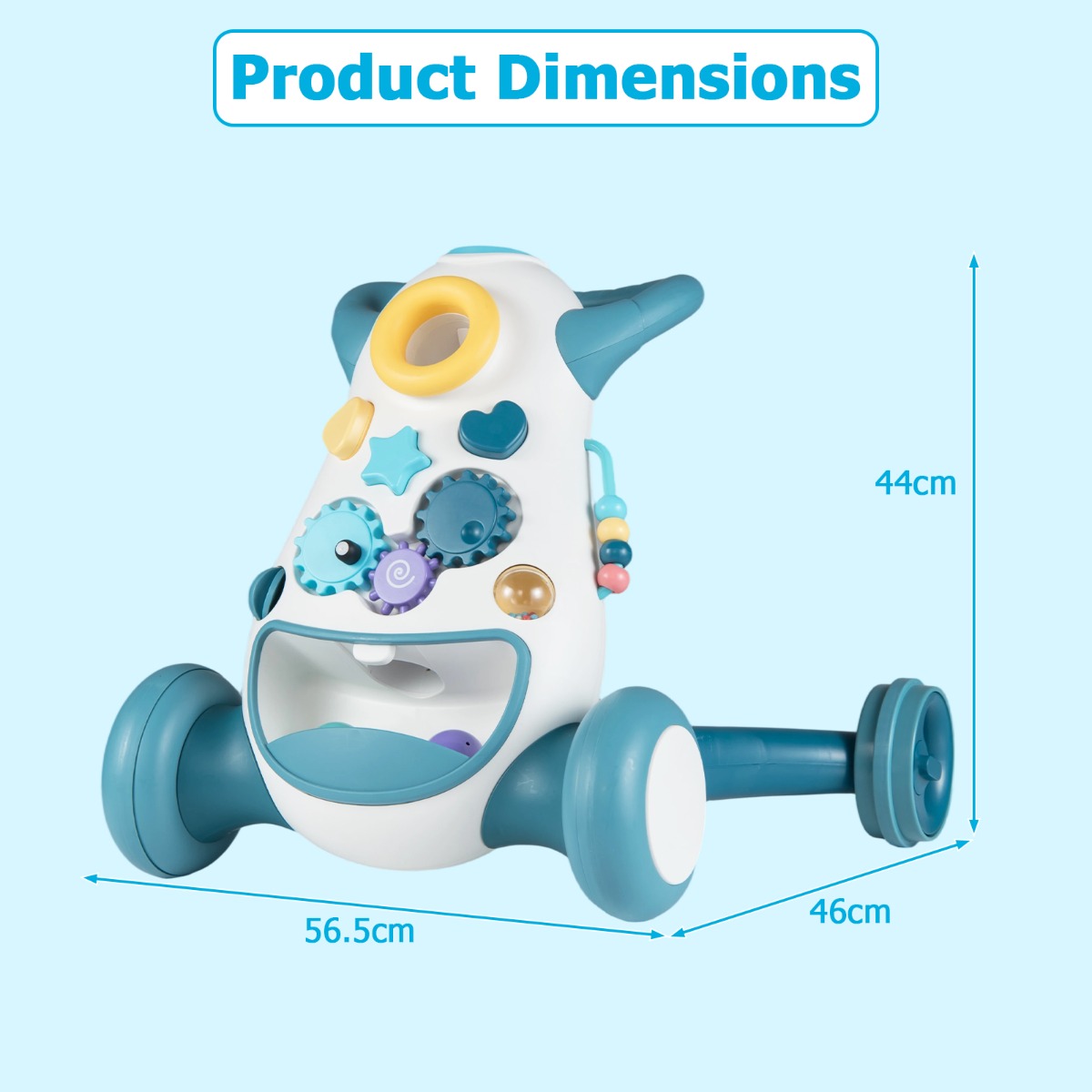 Livsk costway loopwagen babywalker met muziek en licht interactieve loopwagen voor kinderen van 12 36 maanden blauw 2