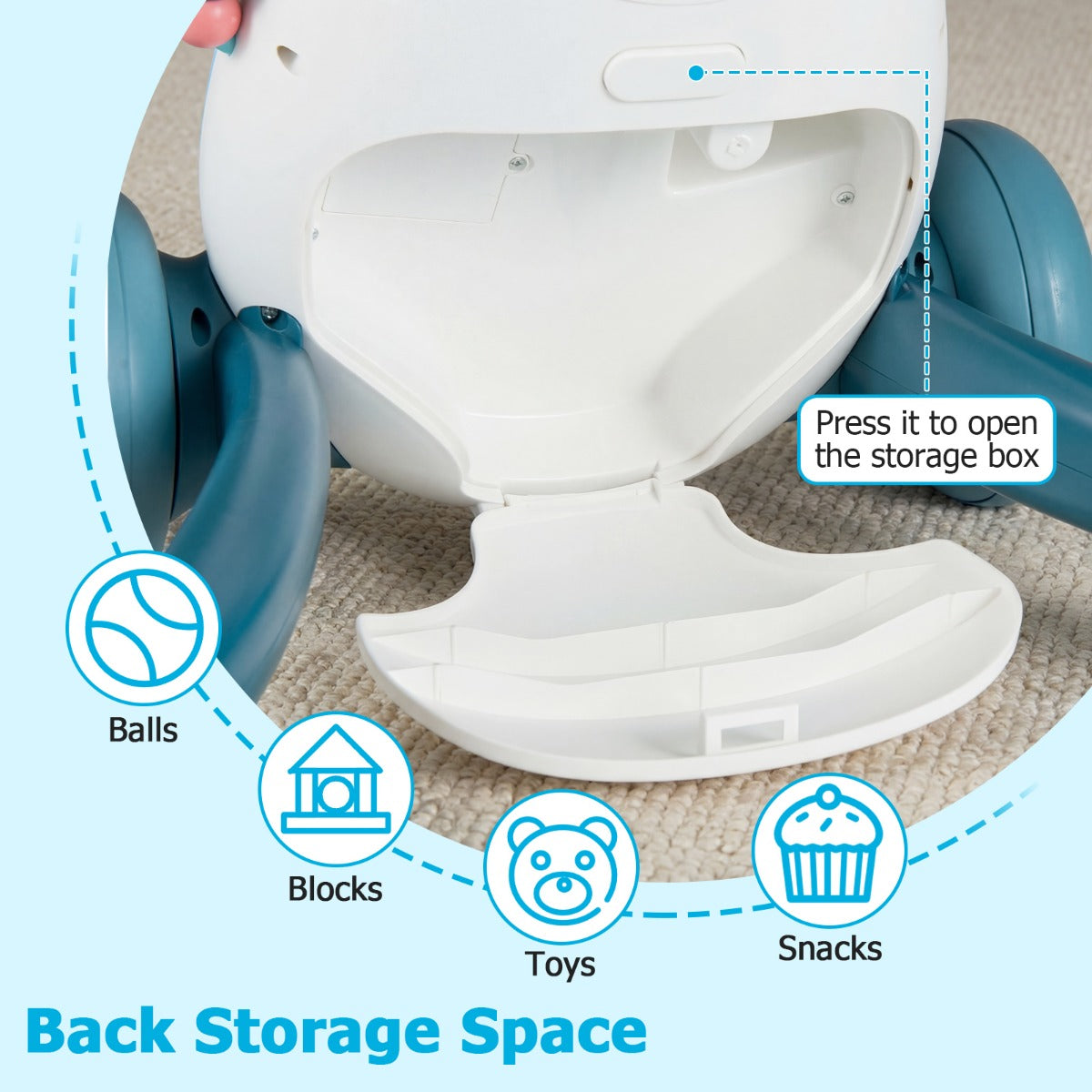 Livsk costway loopwagen babywalker met muziek en licht interactieve loopwagen voor kinderen van 12 36 maanden blauw 3