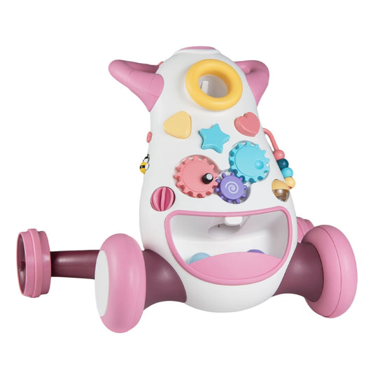 Livsk costway loopwagen babywalker met muziek en licht interactieve loopwagen voor kinderen van 12 36 maanden roze