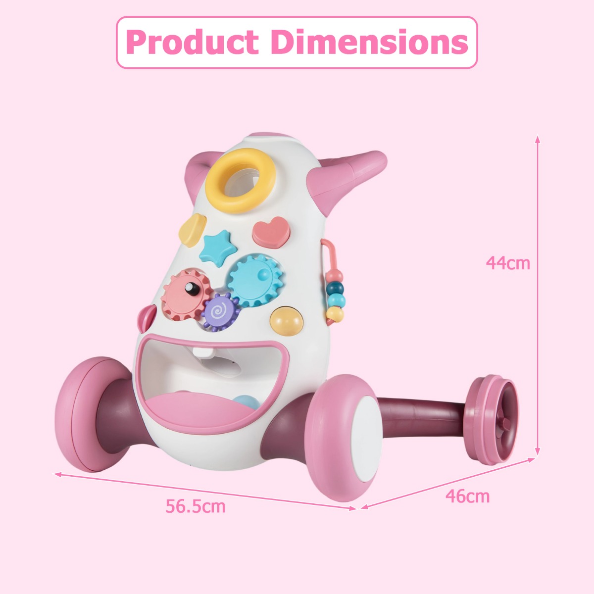 Livsk costway loopwagen babywalker met muziek en licht interactieve loopwagen voor kinderen van 12 36 maanden roze 2