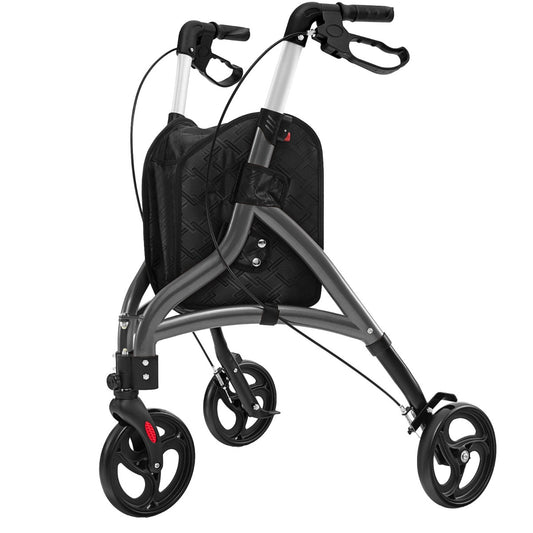 LIVSK Rollator voor Senioren - Lichtgewicht Aluminium - Verstelbare Handgrepen - Antislipwielen - Tot 136 kg - Grijs