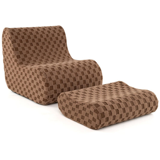 LIVSK Luie Stoelenset met Voetenbankje - Ergonomisch en Antislip - Machinewasbaar - Comfortabel en Multifunctioneel - Bruin