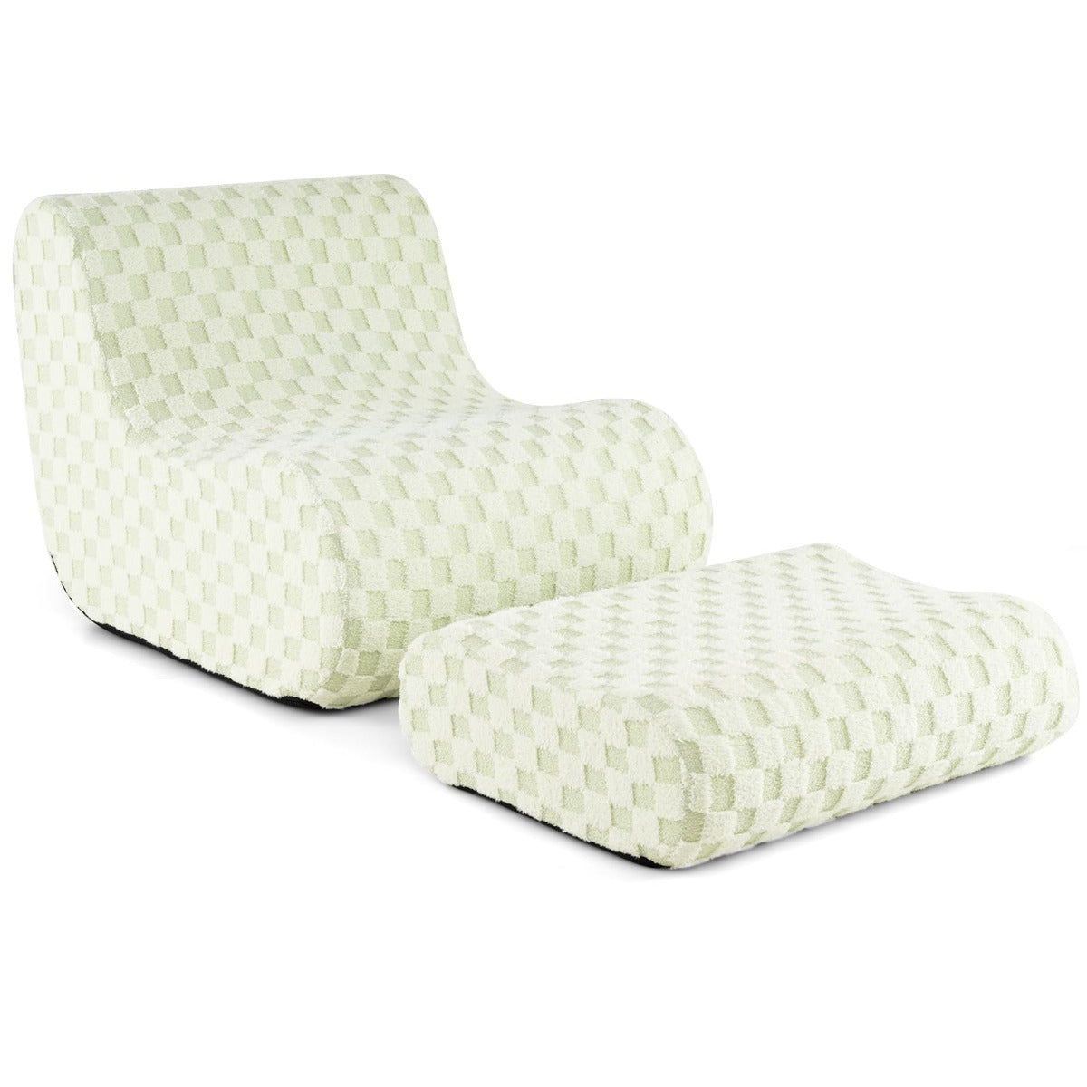 LIVSK Luie Stoelenset met Voetenbankje - Ergonomisch Design - Antislip - Afneembare Hoes - Geen Montage Nodig - Groen
