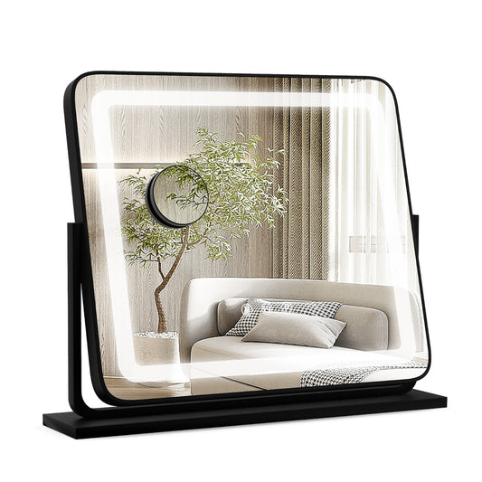 LIVSK Make-Up Spiegel met LED Verlichting - 3 Lichtstanden - 5x Vergrotende Spiegel - Intelligente Aanraakbediening - Zwart