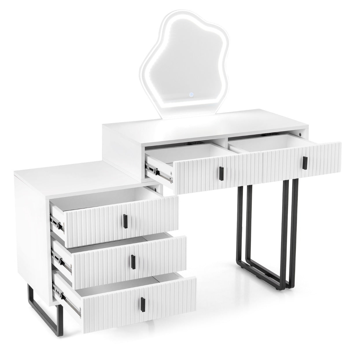 Livsk costway make uptafel met spiegel en verlichting make uptafel met 3 lichtstanden instelbare helderheid wit