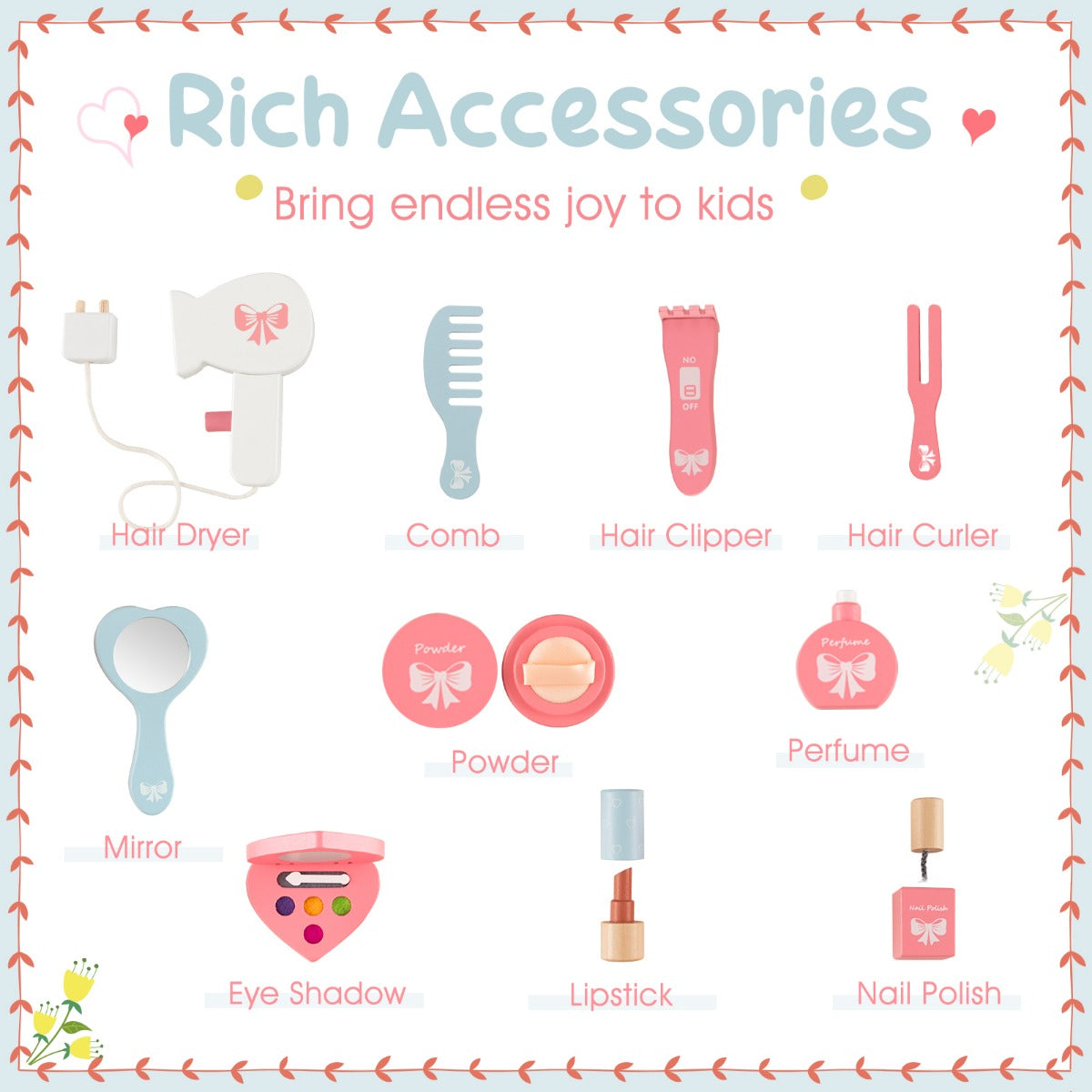 LIVSK 2-in-1 Make-uptafelset - Veilig en Stabiel - Inclusief 10 Accessoires - Voor Kinderen vanaf 3 jaar - Wit