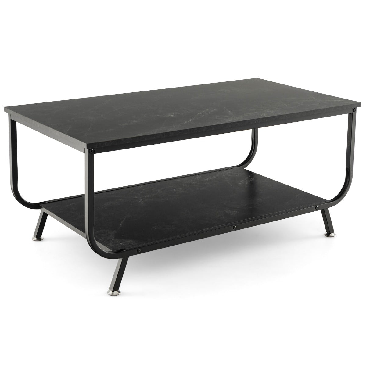 LIVSK Moderne Salontafel - Kunstmarmer met Metalen Frame - Twee Niveaus voor Opbergruimte - Eenvoudige Montage - 105 x 55 x 46,5