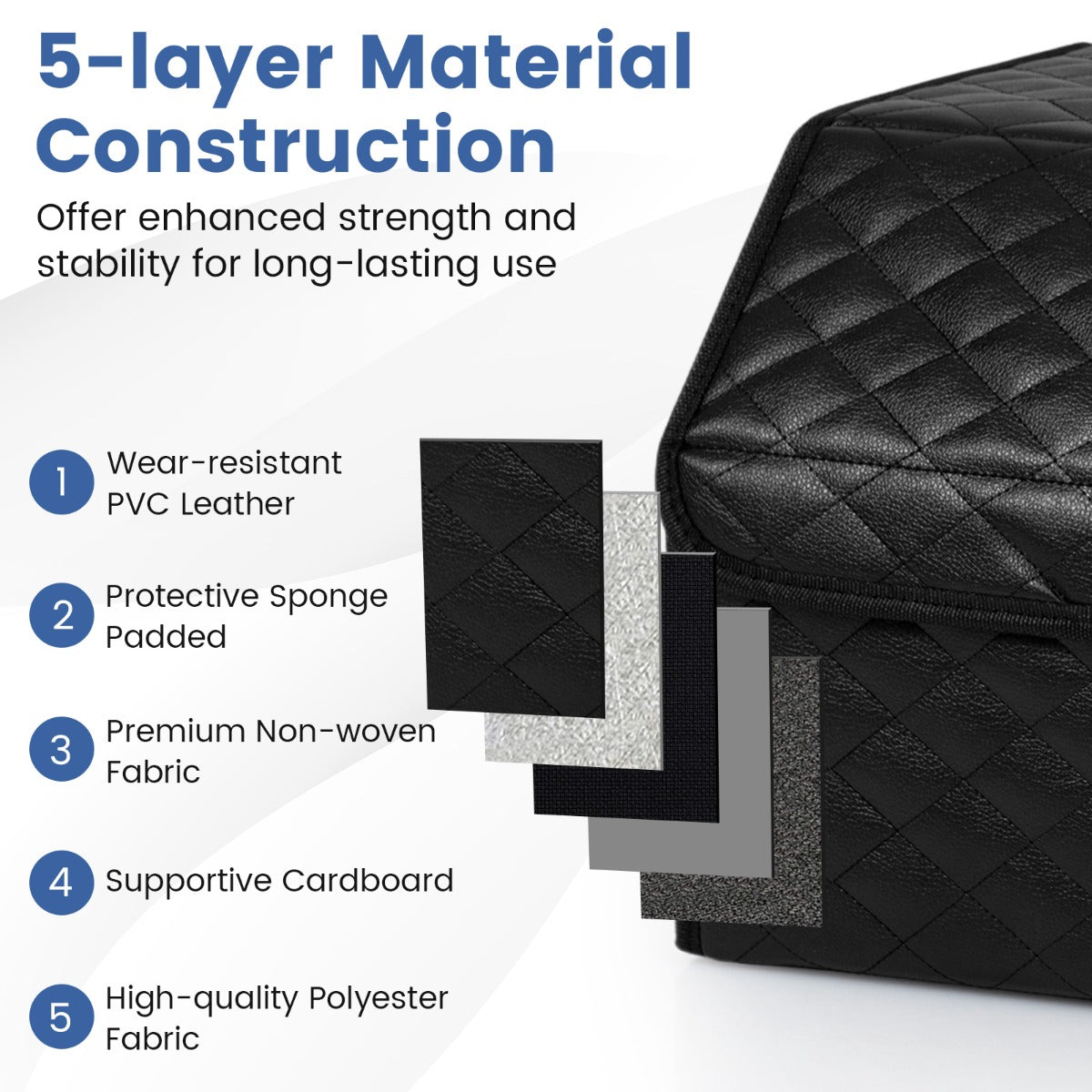 Livsk costway met leer beklede opbergbak voor laarzen met deksel opvouwbare opbergdoos geschikt voor suvs kamperen 30 x 69 x 275 cm 5