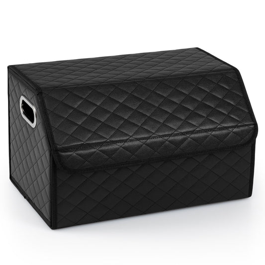 Livsk costway met leer beklede opbergbak voor laarzen met deksel opvouwbare opbergdoos geschikt voor suvs kamperen zwart