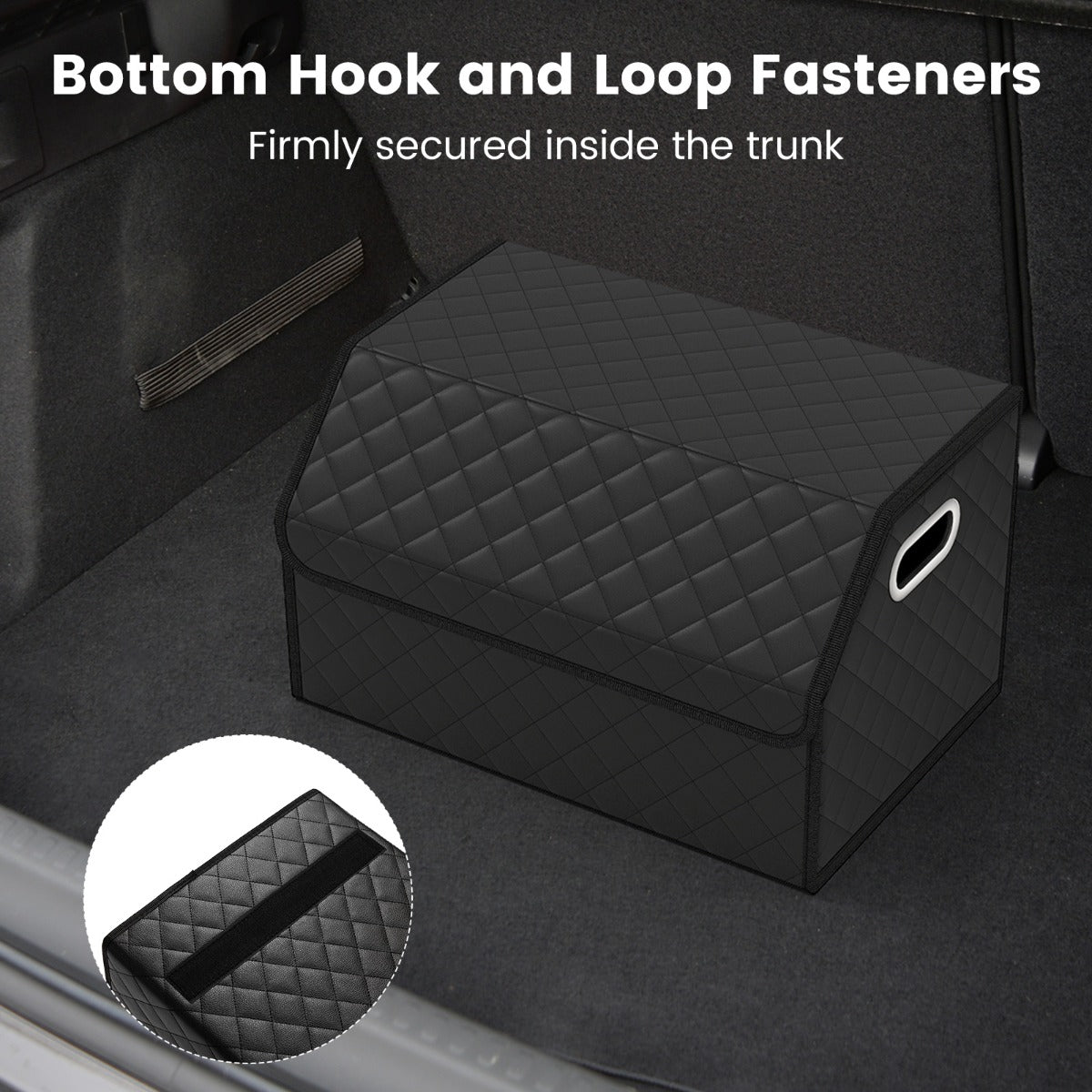 Livsk costway met leer beklede opbergbak voor laarzen met deksel opvouwbare opbergdoos geschikt voor suvs kamperen zwart 4