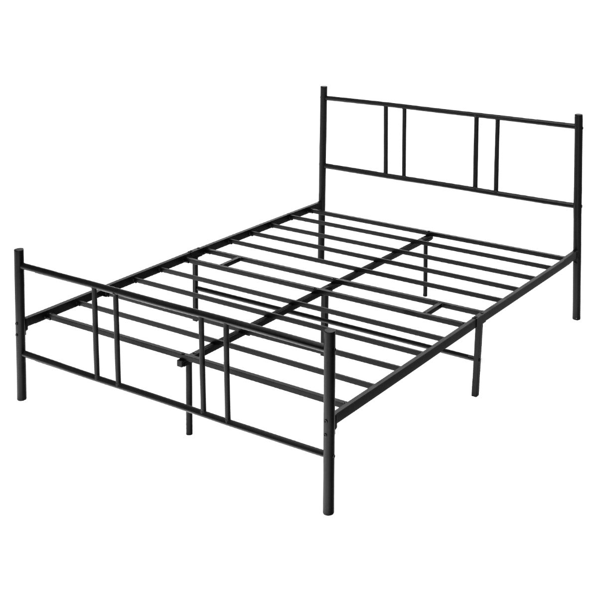 LIVSK Platformbed van Staal - Stevig en Elegant - Draagvermogen tot 300 kg - Met 5 Tussenpoten - 209 x 164 x 101 cm - Zwart