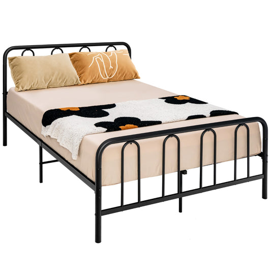 Livsk costway metalen bedframe met hoofdeinde en voeteneind modern platformbed 209 x 144 x 101 cm zwart