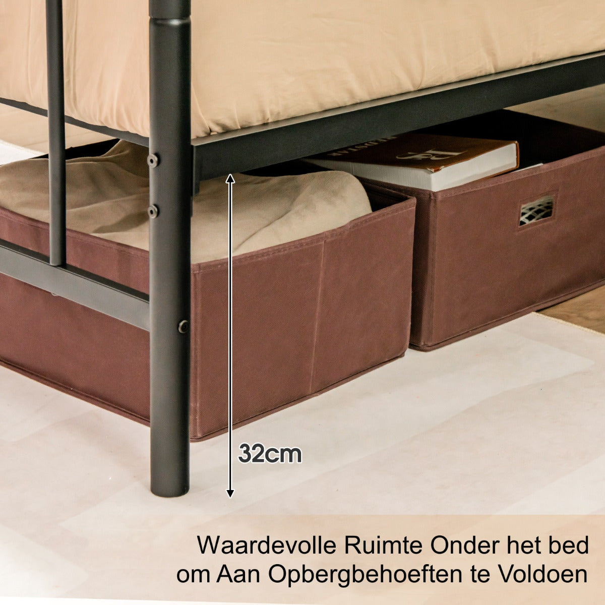 Livsk costway metalen bedframe met hoofdeinde en voeteneind modern platformbed 209 x 144 x 101 cm zwart 4