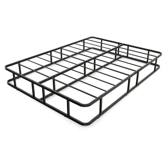 LIVSK Platformbed - Stevig Metalen Frame - 10 Latten - Antislip Voetpads - Tot 300 kg - Zwart 201 x 151 x 26 cm