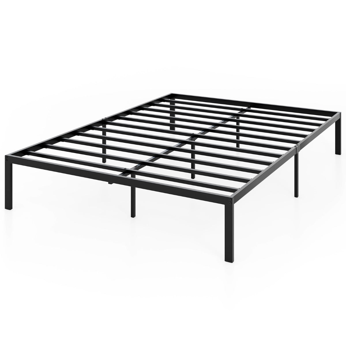Livsk costway metalen bedframe zware lattenbodem voor matras opbergruimte onder het bed eenvoudige montage zwart