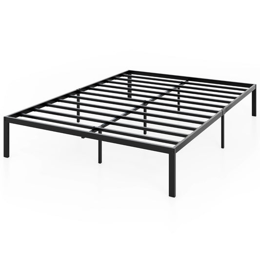 Livsk costway metalen bedframe zware lattenbodem voor matras opbergruimte onder het bed eenvoudige montage zwart