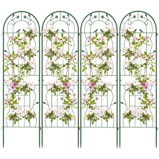 LIVSK Metalen Tuinhek Set van 4 - 180 cm Hoog - Ideaal voor Klimplanten - Roestbestendig en Stabiliteit - Eenvoudige Montage -