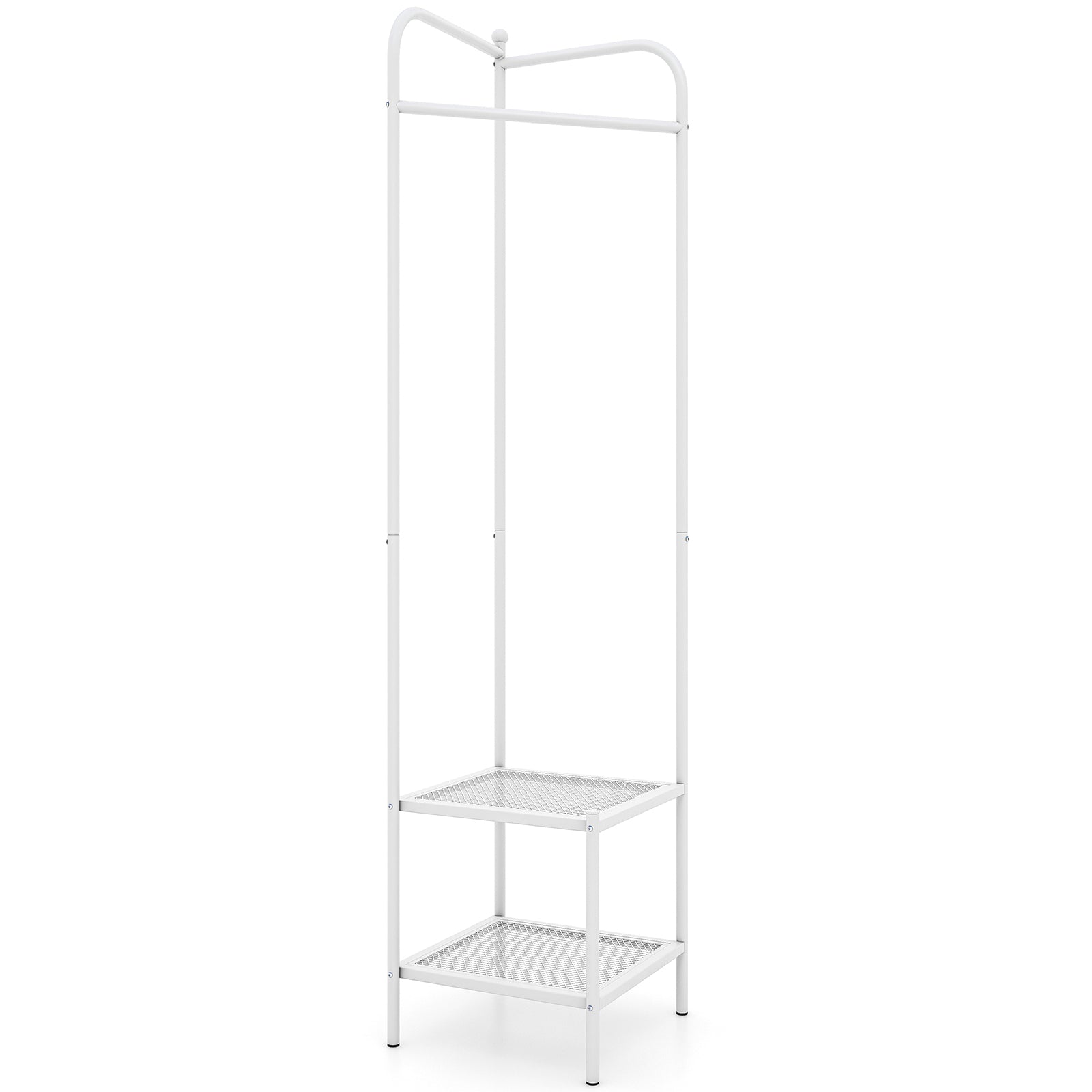 LIVSK Hoek-Kledingstandaard Vrijstaand - Compact Metalen Frame - Antislipvoeten - 42,5 x 42,5 x 193,5 cm - Wit