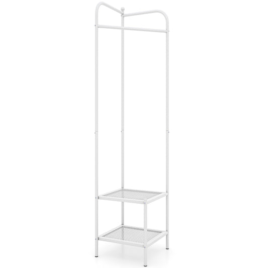 LIVSK Hoek-Kledingstandaard Vrijstaand - Compact Metalen Frame - Antislipvoeten - 42,5 x 42,5 x 193,5 cm - Wit