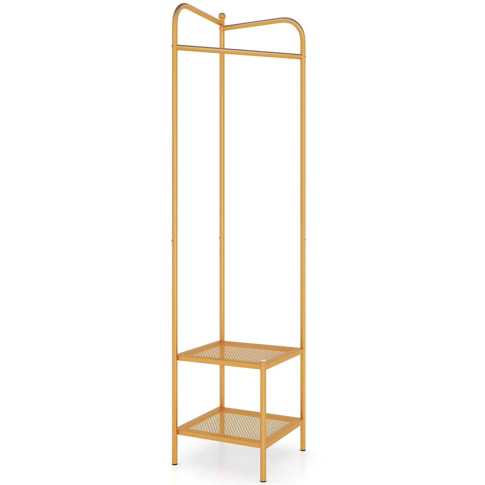 LIVSK Vrijstaande Kledingstandaard - Metalen met Antislipvoeten - 42,5 x 42,5 x 193,5 cm - Stijlvolle Opbergruimte - Goud