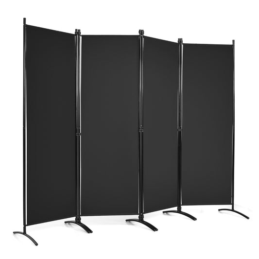 LIVSK 4-panelen Kamerscherm - Opvouwbaar met Stalen Frame - Verstelbare Voeten - 220 x 51 x 173 cm - Zwart