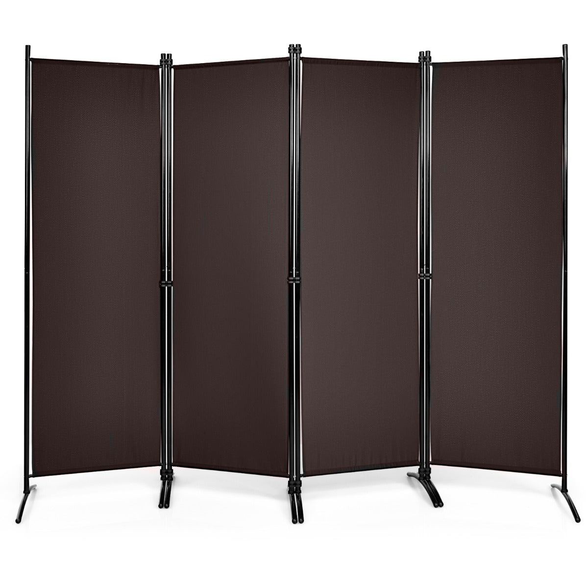 LIVSK Opvouwbaar Kamerscherm - 4 Panelen - Verstelbare Poten - Duurzaam Polyester en Staal - 220 x 51 x 173 cm - Bruin