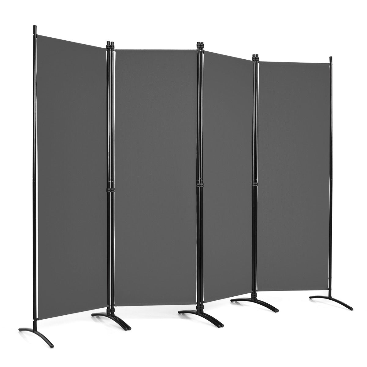 LIVSK Kamerscherm 4-panelen - Opvouwbaar - Hoogwaardig Polyester - Stalen Frame - Flexibel en Duurzaam - 220 x 51 x 173 cm - Grijs
