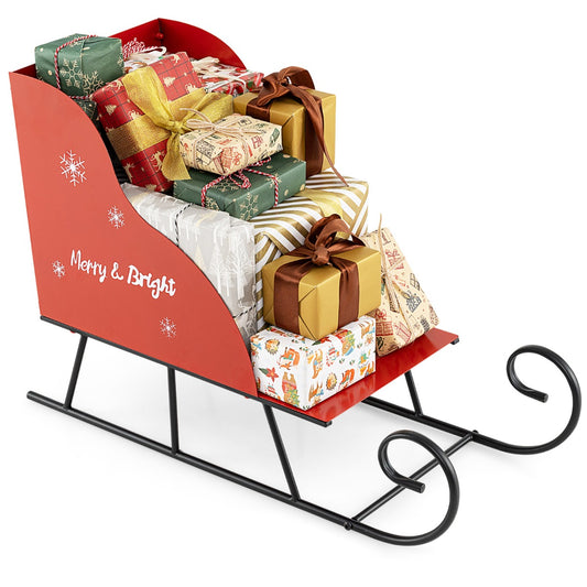 Livsk costway metalen kerstman slee mand kerstmans cadeau opberg slee feestelijke decoratieve slee kar