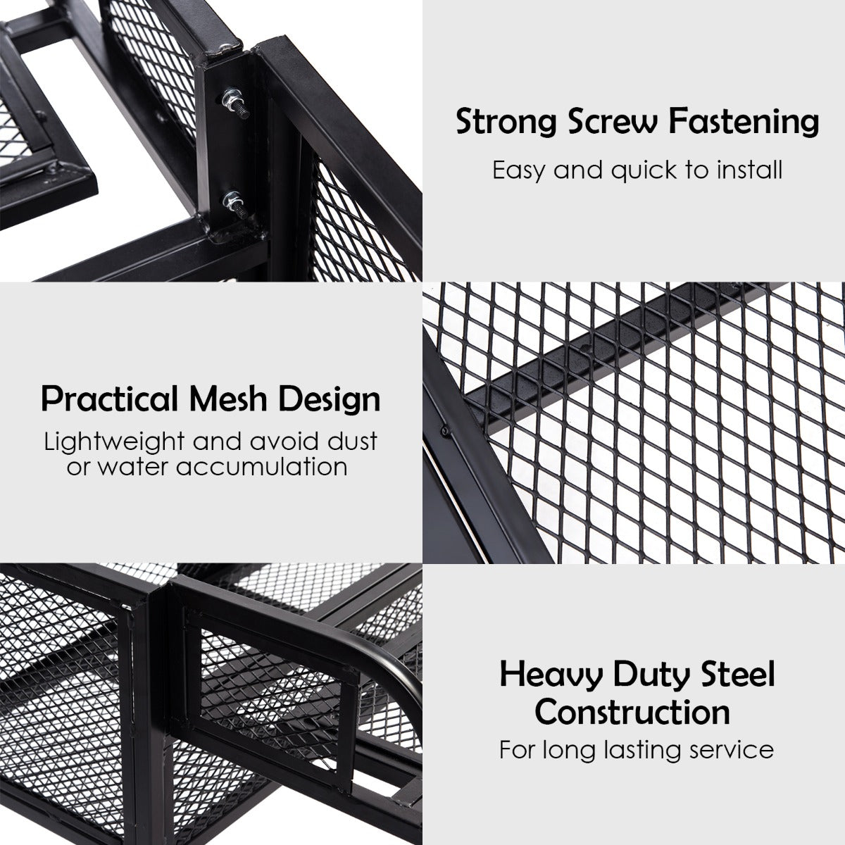 LIVSK Universele Metalen Bagagemand voor Terreinwagens - Gaasontwerp - 2 Niveaus - Eenvoudige Montage - 104 x 67 x 31,5 cm - Zwart