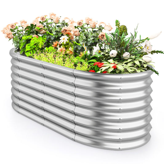 LIVSK Verhoogd Bed voor Tuin - Roestvrij Metaal met Afgeronde Randen - Open Bodemontwerp - 165 x 80 x 60 cm - Zilver