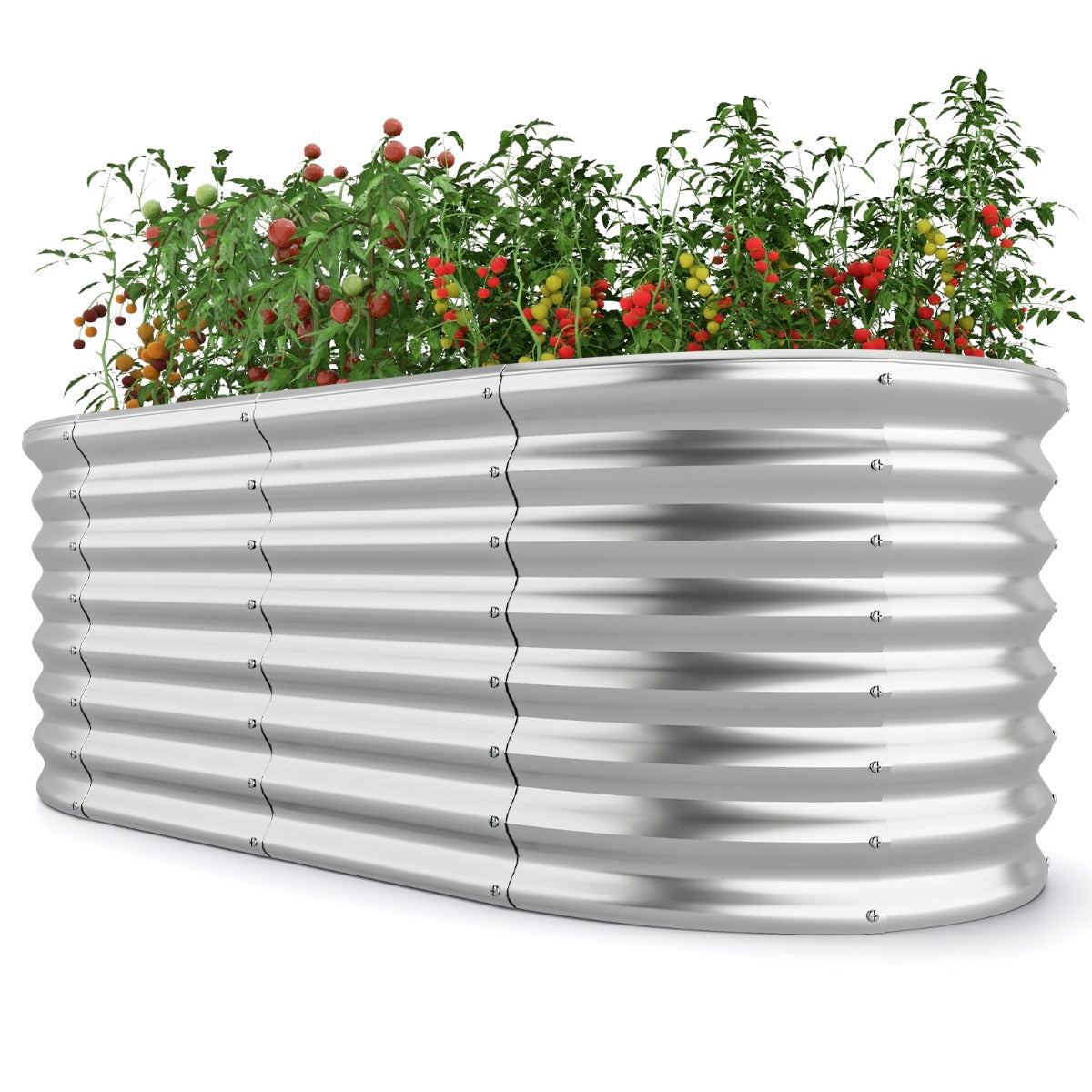 LIVSK Verhoogd Bed voor Tuin - Roestvrij Metaal met Afgeronde Randen - Open Bodemontwerp - 165 x 80 x 60 cm - Zilver