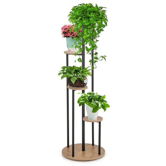 LIVSK Hoekplantenstandaard - Robuuste Constructie - 5 Niveaus - Elegante Witte Planken met Gouden Buizen - 40 x 40 x 125 cm -