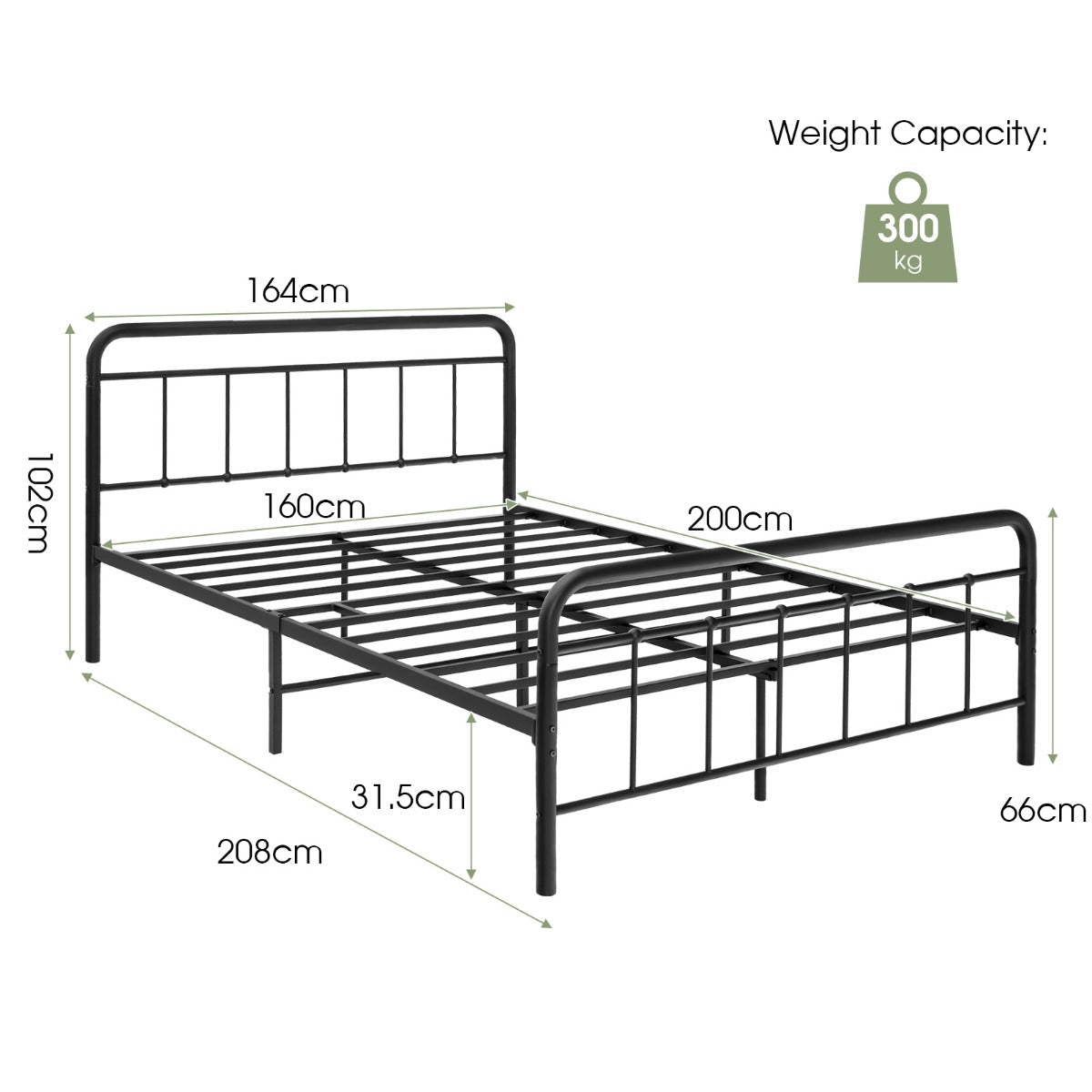 Livsk costway metalen platform bed modern bedframe met hoofdbord voetbord zware stalen latten ondersteunen matrasstichting zwart 208x164x102cm 1 1