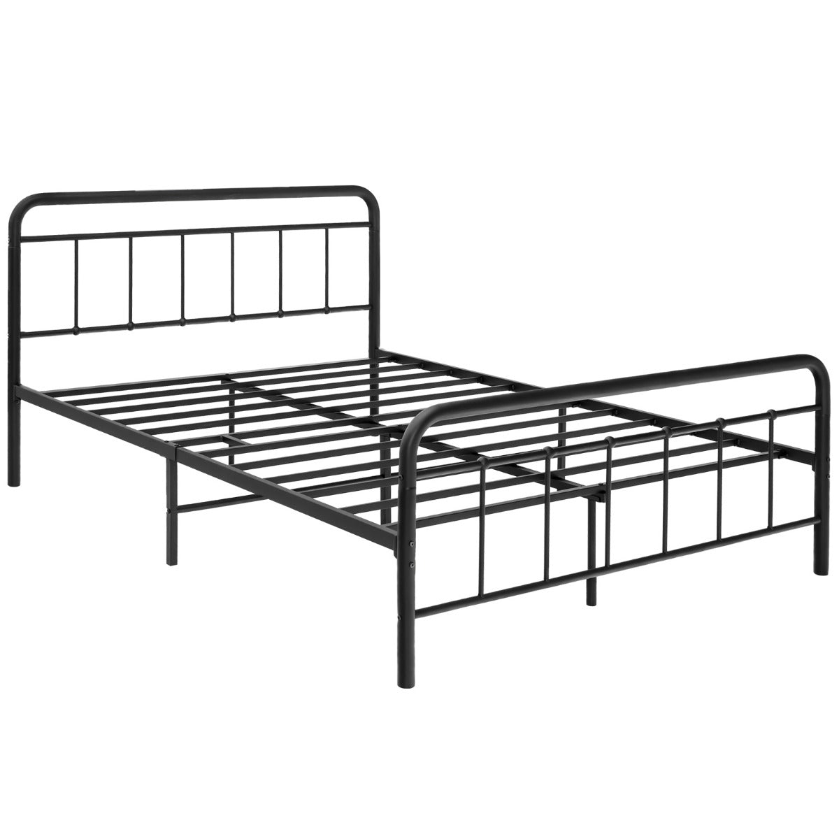 Livsk costway metalen platform bed modern bedframe met hoofdbord voetbord zware stalen latten ondersteunen matrasstichting zwart 208x164x102cm
