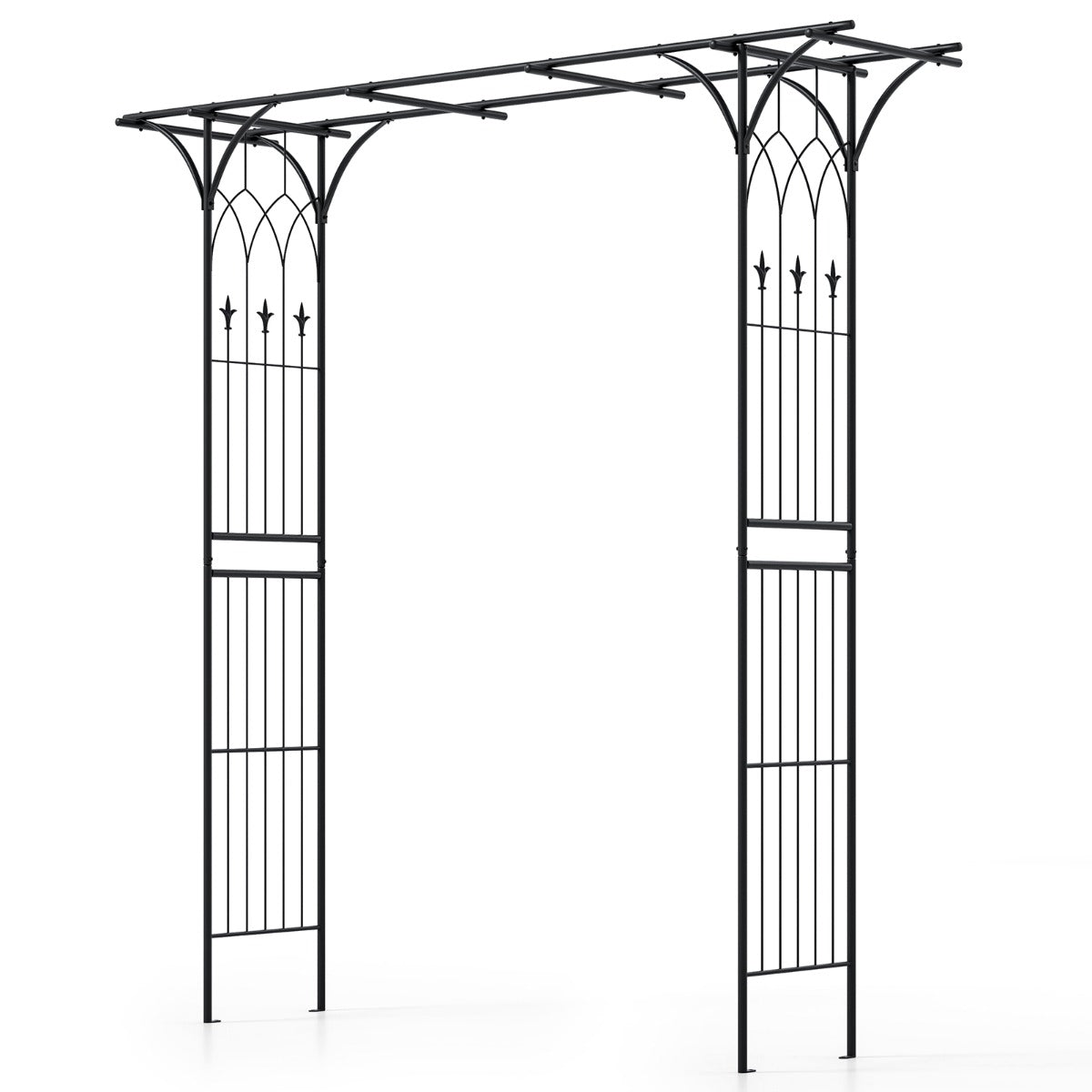 LIVSK Tuinboog voor Klimplanten - Gepoedercoat Metaal - Stevige Constructie - Eenvoudige Montage - 206 x 53 x 206 cm - Zwart