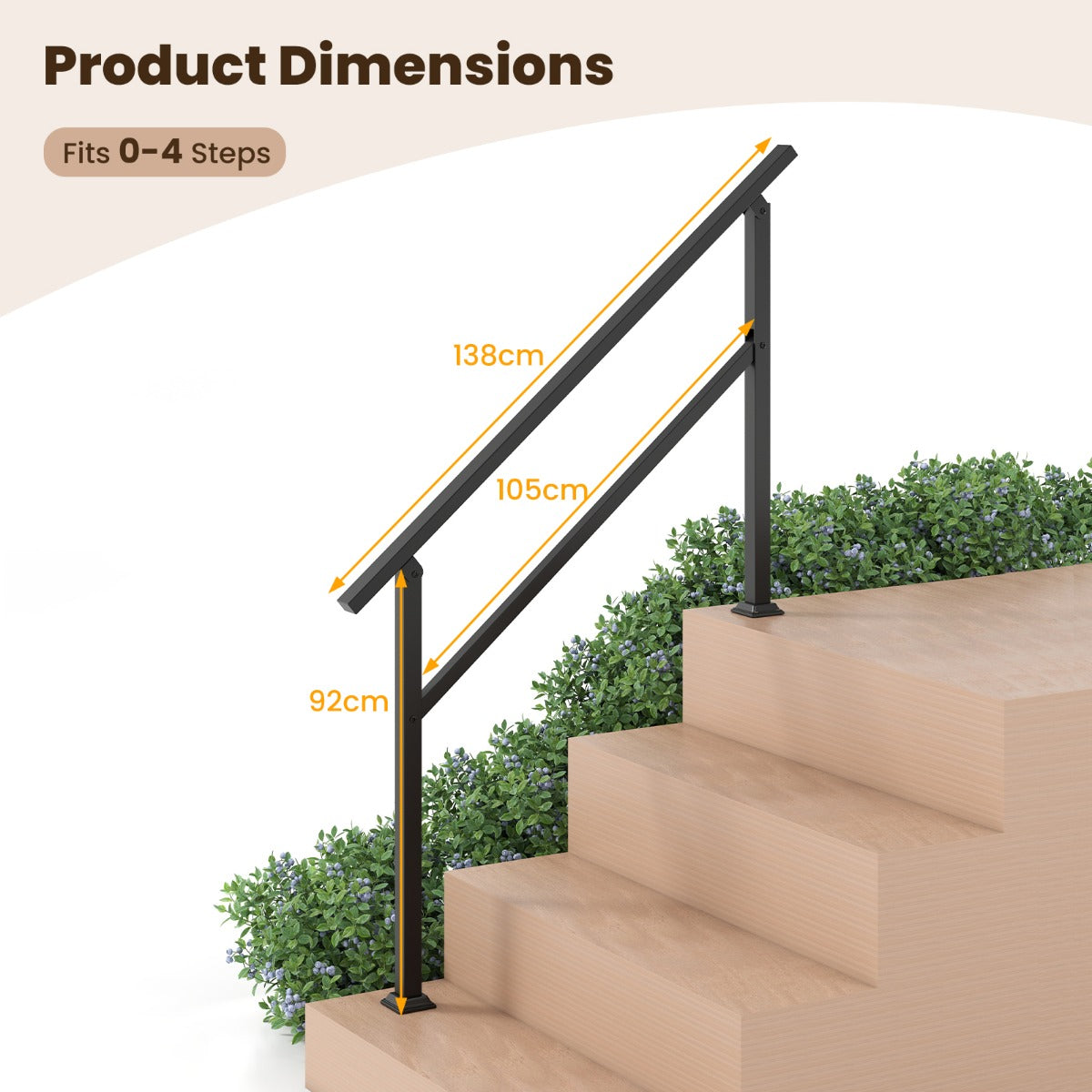Livsk costway metalen trapleuning met verstelbare hoek eenvoudig te installeren 1