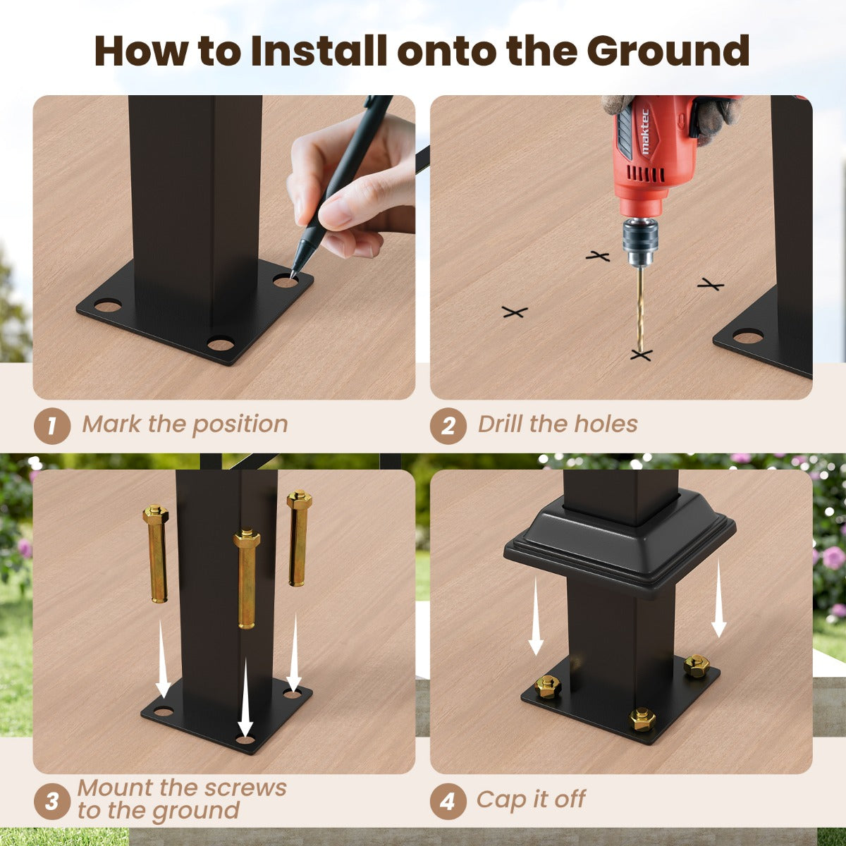 Livsk costway metalen trapleuning met verstelbare hoek eenvoudig te installeren