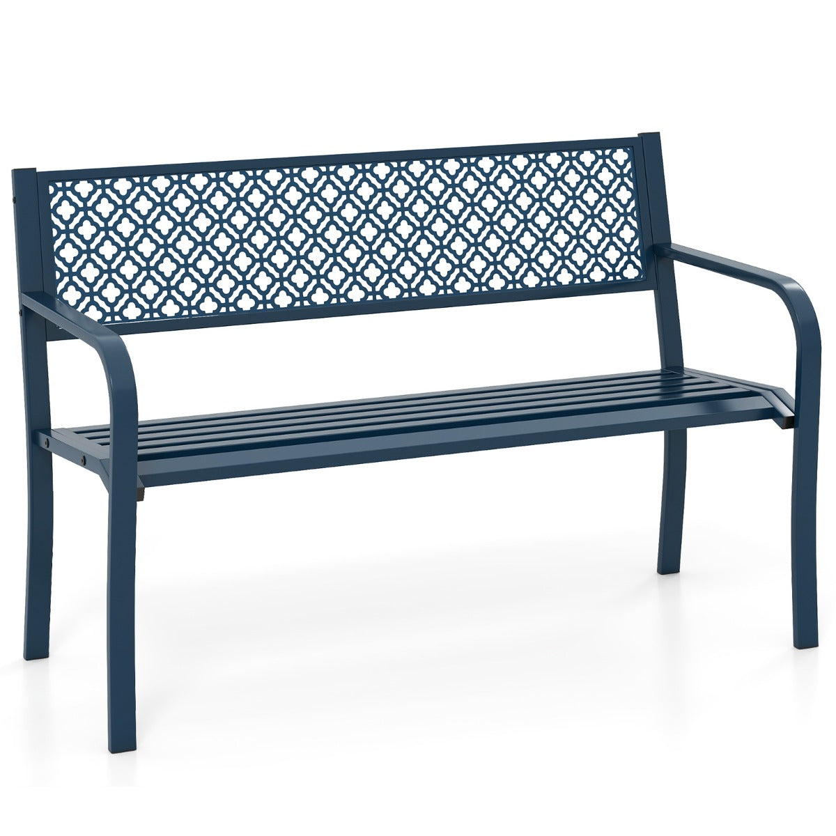 LIVSK Parkbank - Robuuste Metalen Constructie - Ergonomisch Comfort - Voor 2-3 Personen - Draagvermogen 360 kg - Blauw