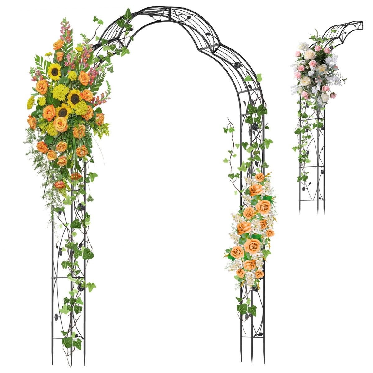 LIVSK Tuinboogtrellis voor Klimplanten - Duurzaam Gepoedercoat Metaal - Veelzijdig en Decoratief - 150 x 40 x 251 cm - Zwart