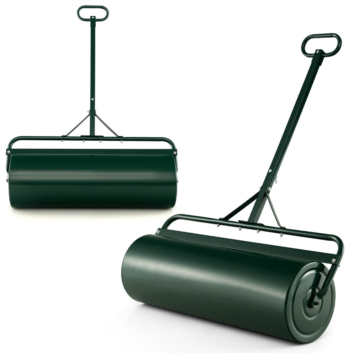 LIVSK 2-in-1 Multifunctionele Gazonroller - Afneembare Handgreep - Water-/Zandgevulde 63L - Duurzaam Metaal - Groen