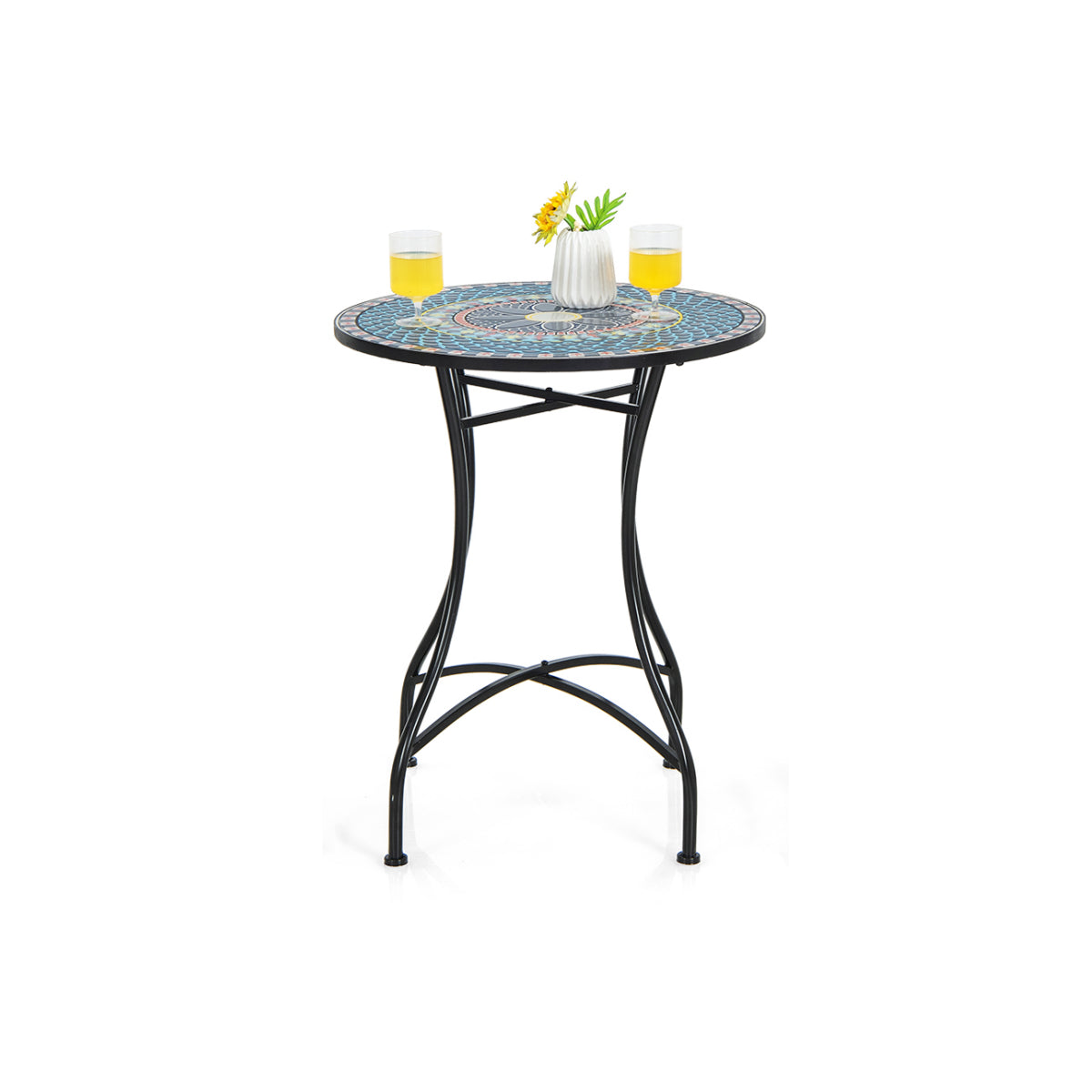 LIVSK Mozaïek Bistroset - Uniek Design - Inklapbare Stoelen - Stevig Metaal - Voor Binnen en Buiten - Blauw