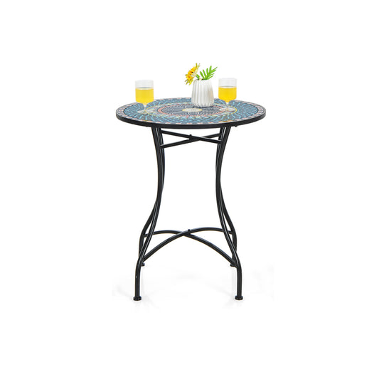 LIVSK Mozaïek Bistroset - Uniek Design - Inklapbare Stoelen - Stevig Metaal - Voor Binnen en Buiten - Blauw