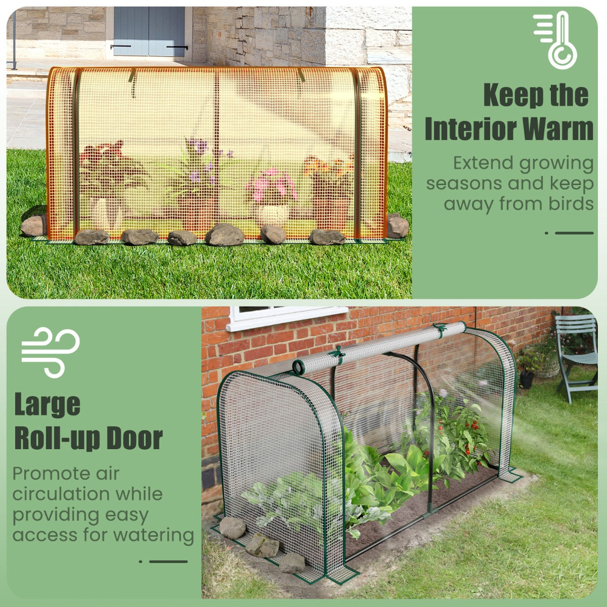 LIVSK 2-in-1 Minikas - Waterdicht met PE-beschermhoes - Gegalvaniseerd Metalen Frame - Optimale Ventilatie - 118 x 55 x 60 cm -