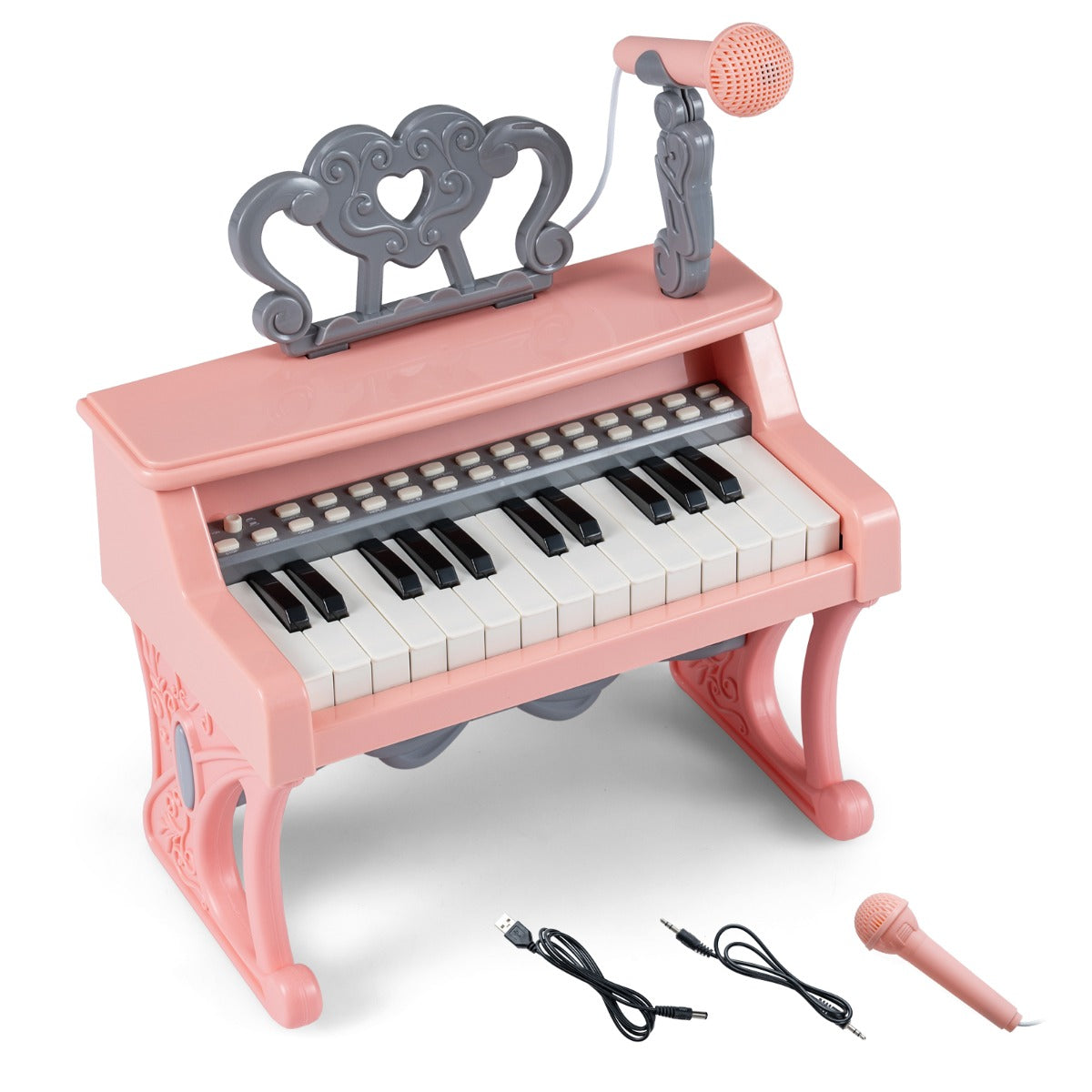 Livsk costway mini keyboard voor kinderen 25 toetsen kinderpiano elektronische piano met muziekstandaard en microfoon