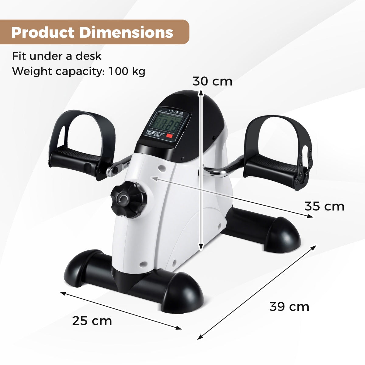 Livsk costway mini pedaaltrainer draagbare hometrainer voor arm en beentraining fiets pedaaltrainer voor senioren wit 1 1