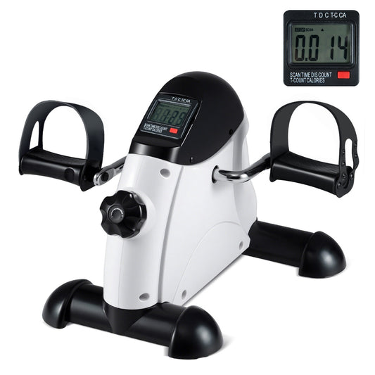 Livsk costway mini pedaaltrainer draagbare hometrainer voor arm en beentraining fiets pedaaltrainer voor senioren wit